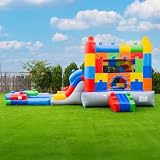 HeroKiddo 14’x26’x12' Block Party Commercial Grade Bounce House with Dual Lane Slide